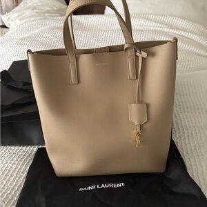 Saint Laurent Taupe Tote Bag